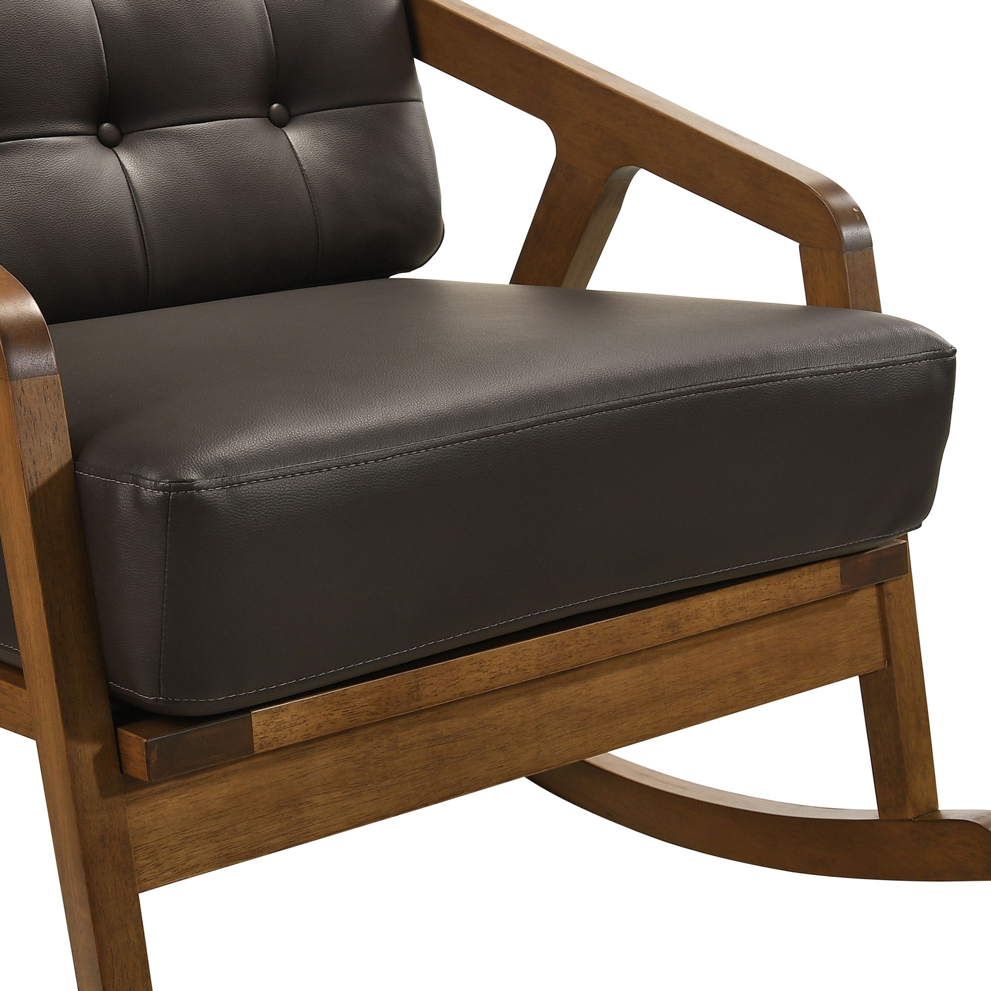 Ingram-Chair-Pine-PU-Brown-Seat-Detail