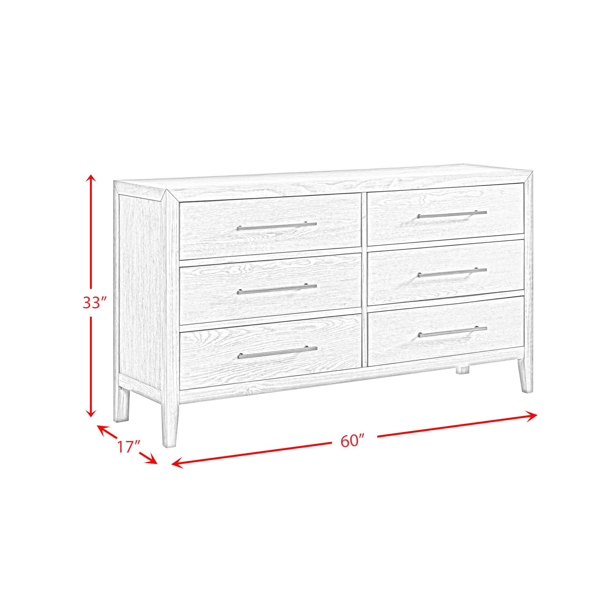 Versailles-Contemporary-6-Drawer-Dresser-Line-Drawing