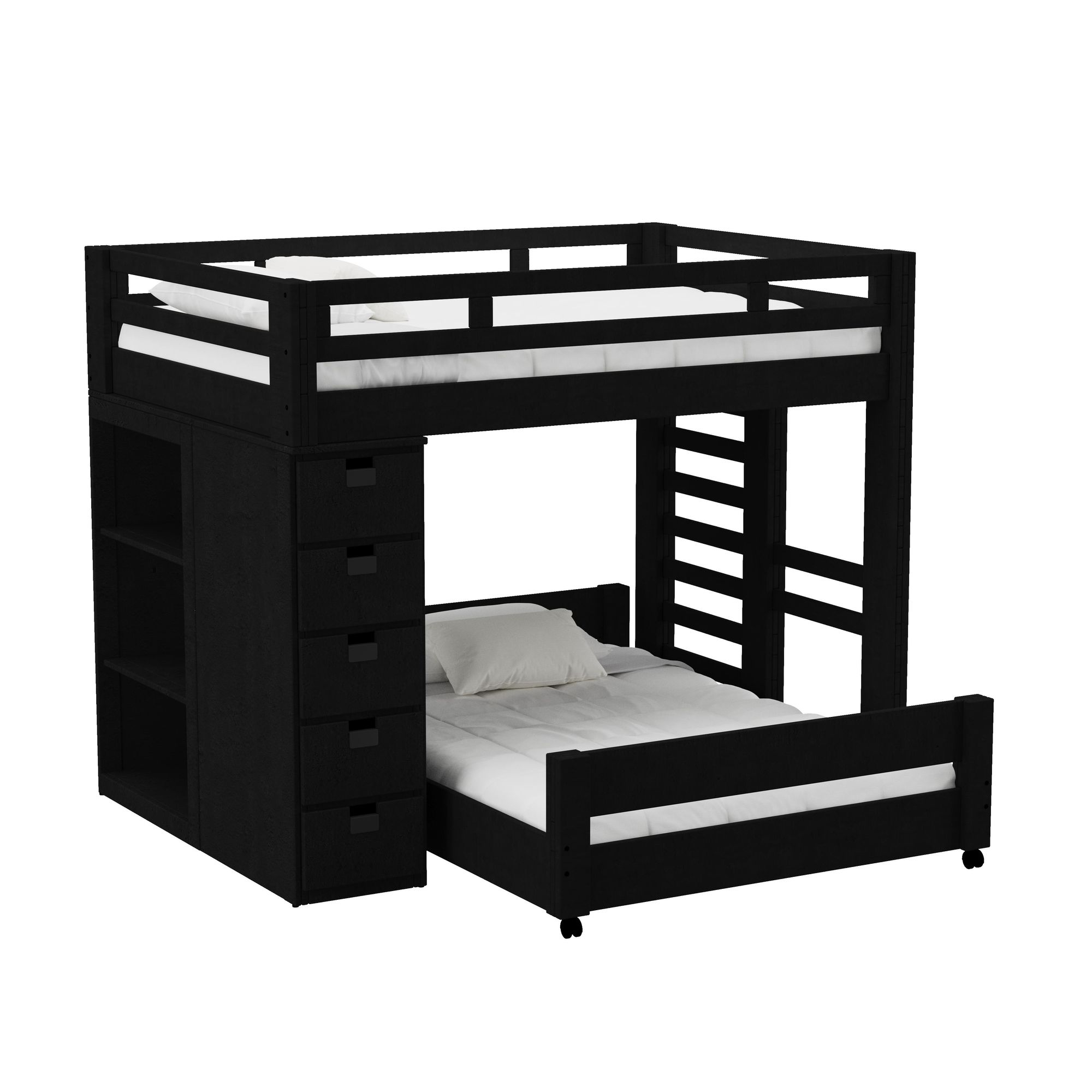 Cali-Kids-Complete-Basic-Loft-Twin-Over-Full-Bookcase-Bed-in-Black_Angle