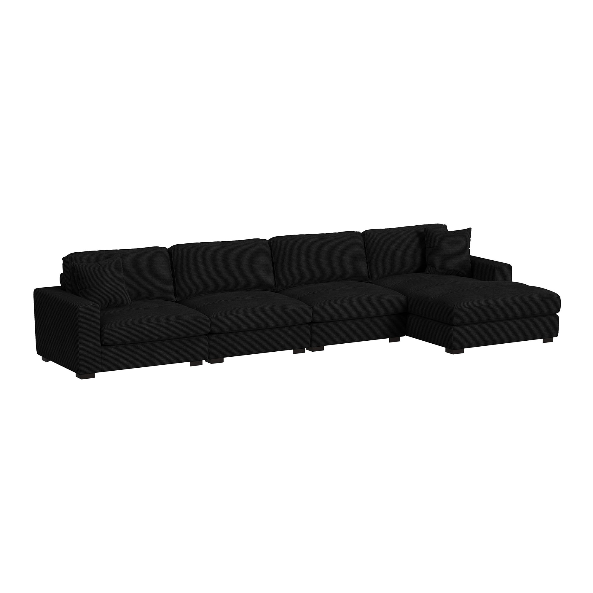 Arizona Modular RHF Chaise with 1 pillow 20 in Steno Black