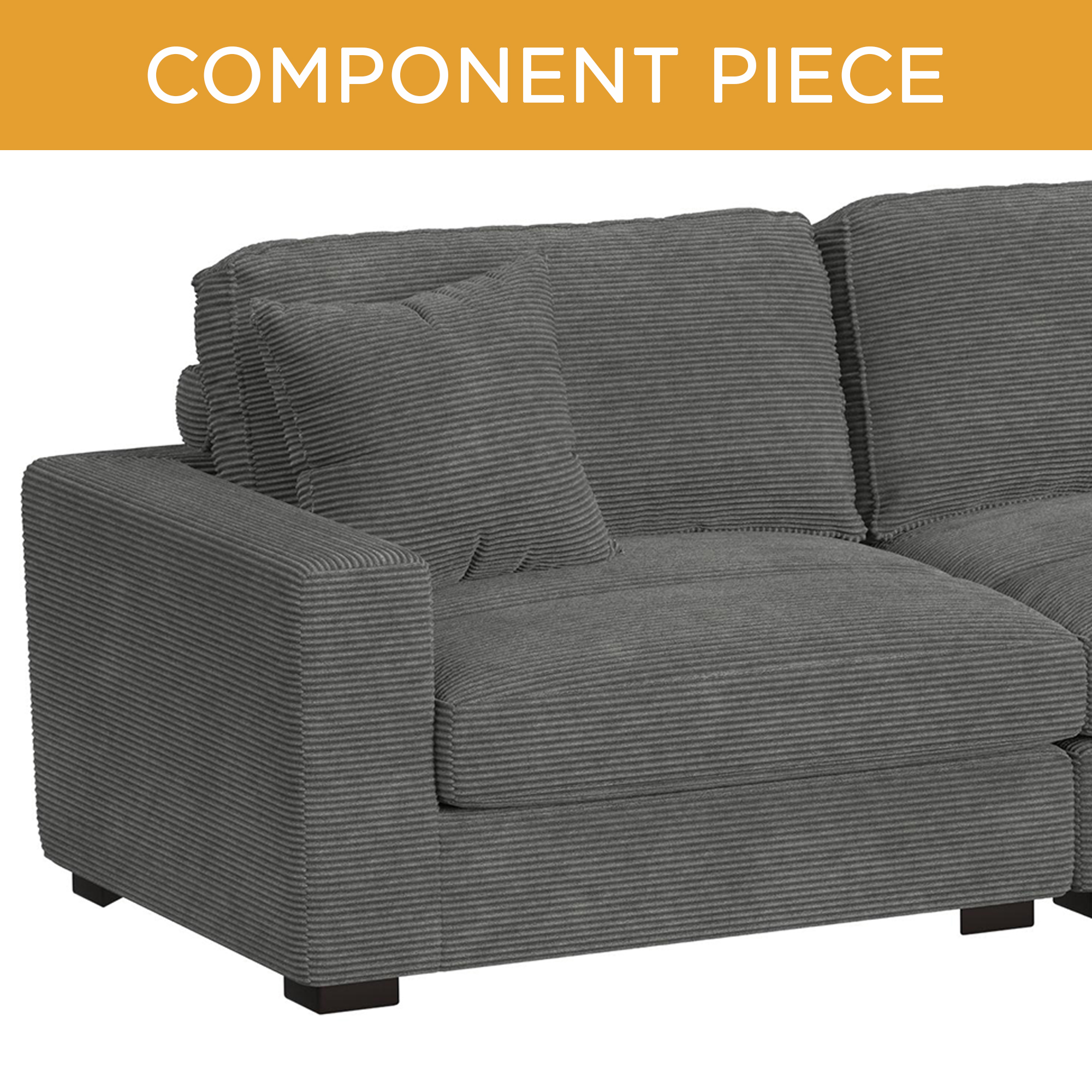 Arizona Modular LHF Armchair with 1 pillow 20 in Steno Charcoal