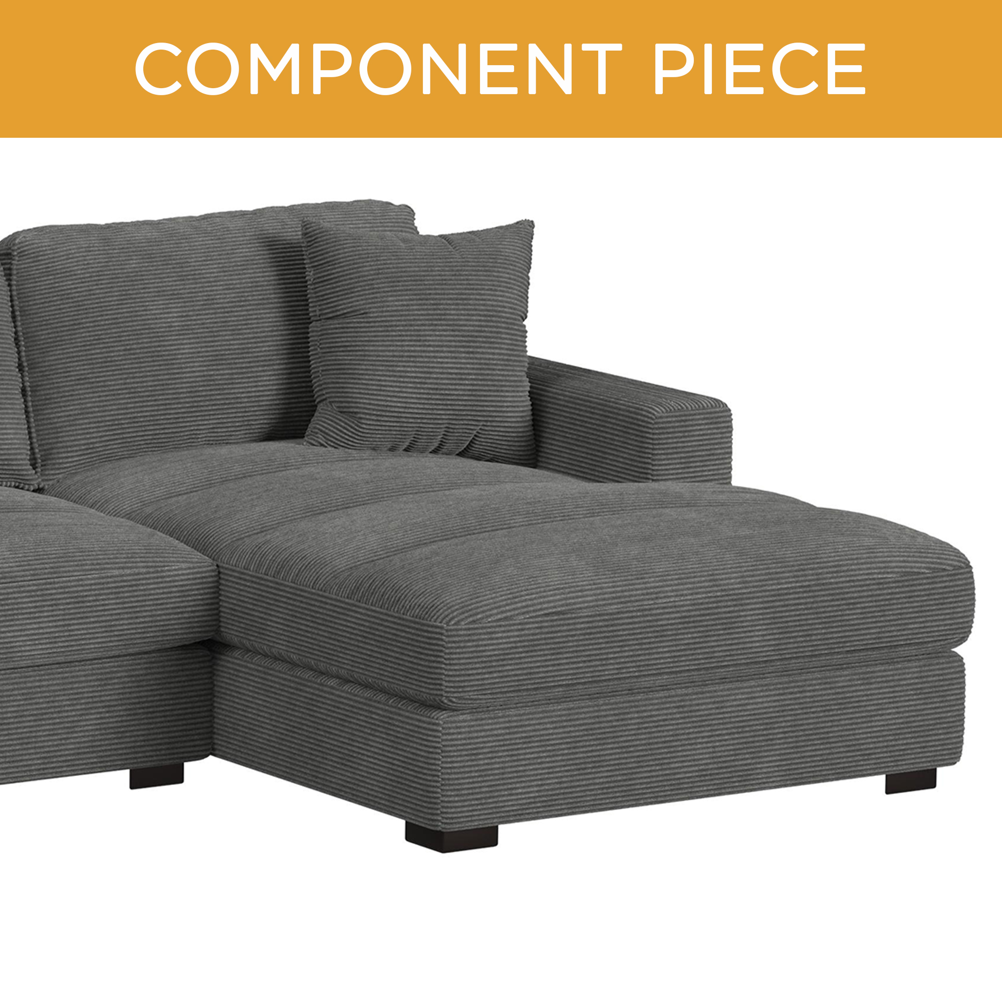 Arizona Modular RHF Chaise with 1 pillow 20 in Steno Charcoal