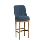 Carmen Swivel Bar Stool with Blue Fabric in Natural (2 Per Carton)