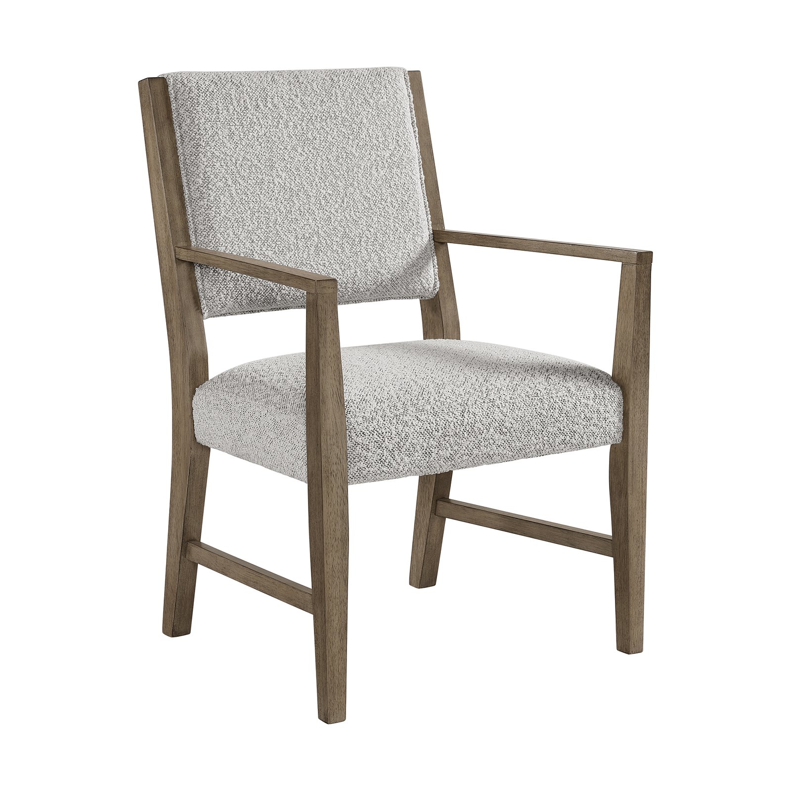 Conner Dining Arm Chair with Light Grey Boucle Fabric in Oak (2 Per ...