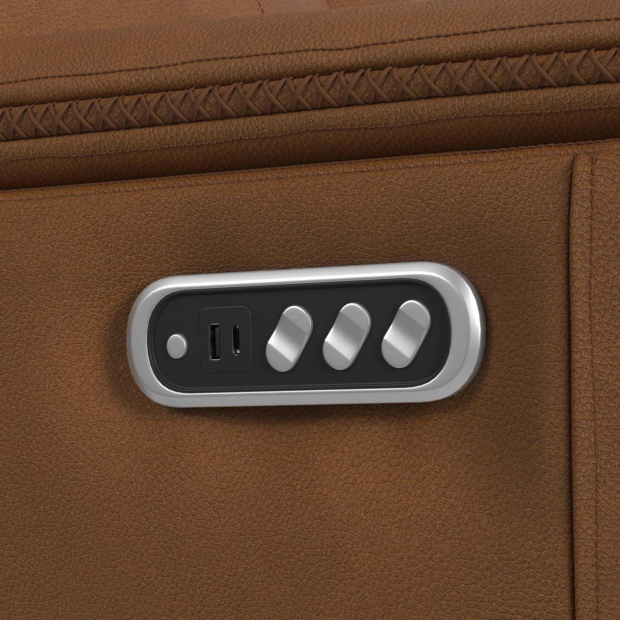 MustangPowerMotionSofawDDTWirelessChargerPowerHeadrestandLumbarinAlineButternut_PowerButton