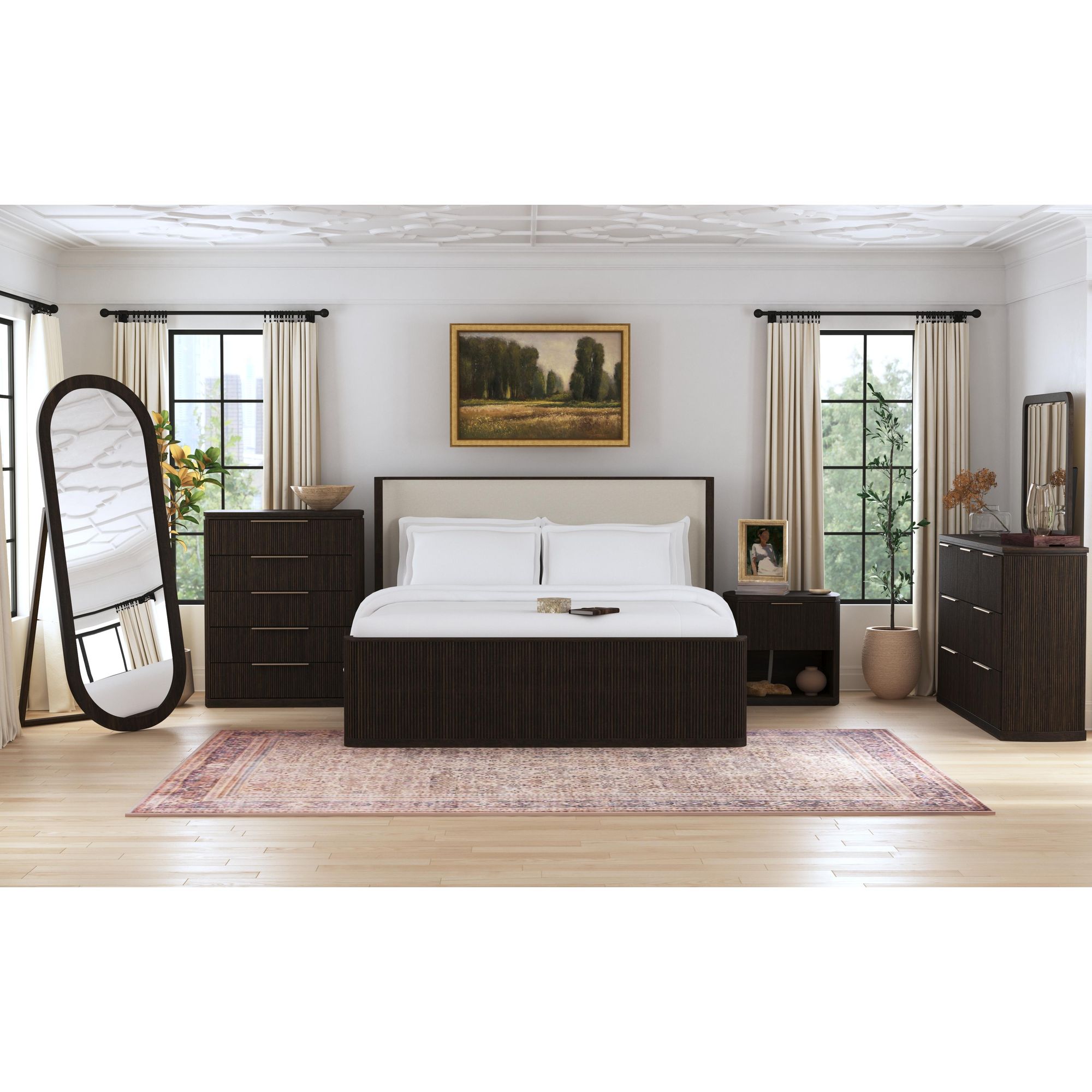 Sylvie5PCMainBedroomWithFloorMirrorinDarkBrown_Lifestyle