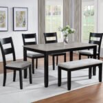 LESTER 6-PK DINING W/BENCH L.GREY