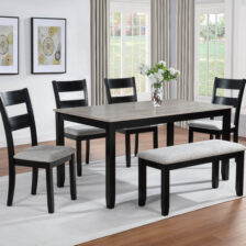LESTER 6-PK DINING W/BENCH L.GREY