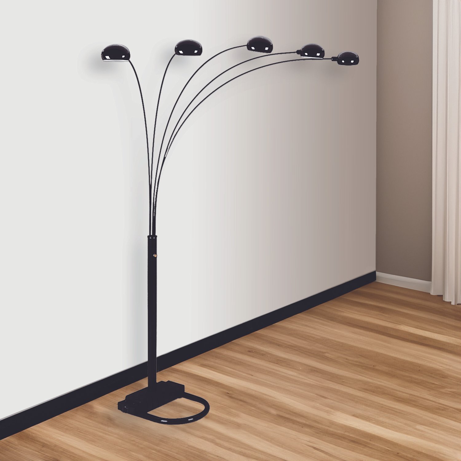 PEACOCK SHADE FLOOR LAMP BK 82"H