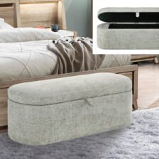 PHILIPA STORAGE BENCH-L.GREY TWEED