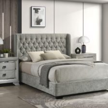DAPHNE PANEL BED L.GREY TWEED