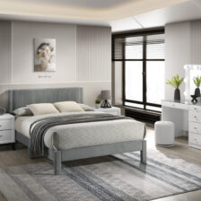 LUCIA PANEL BED LIGHT GREY