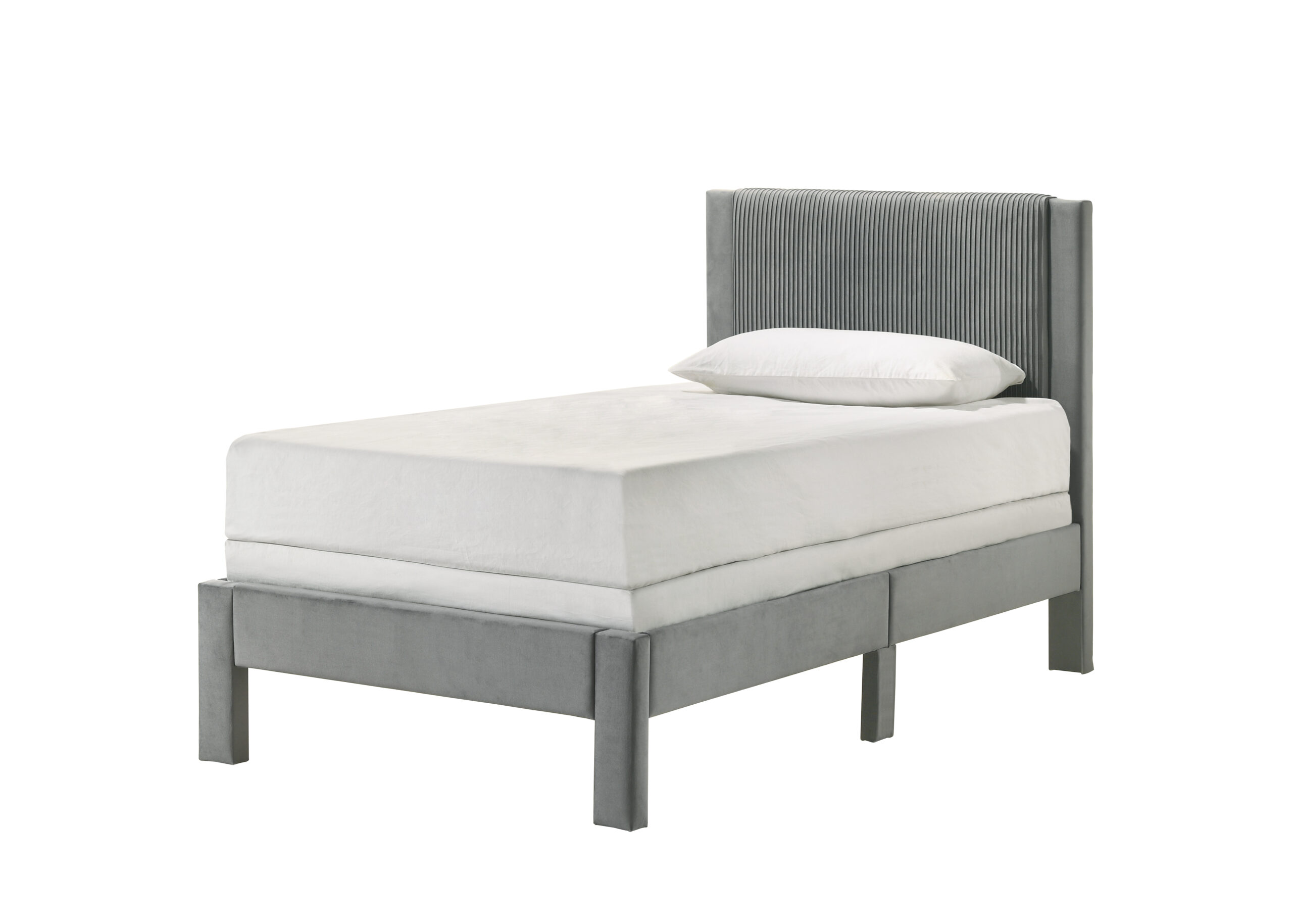 LUCIA PANEL BED LIGHT GREY - Image 5