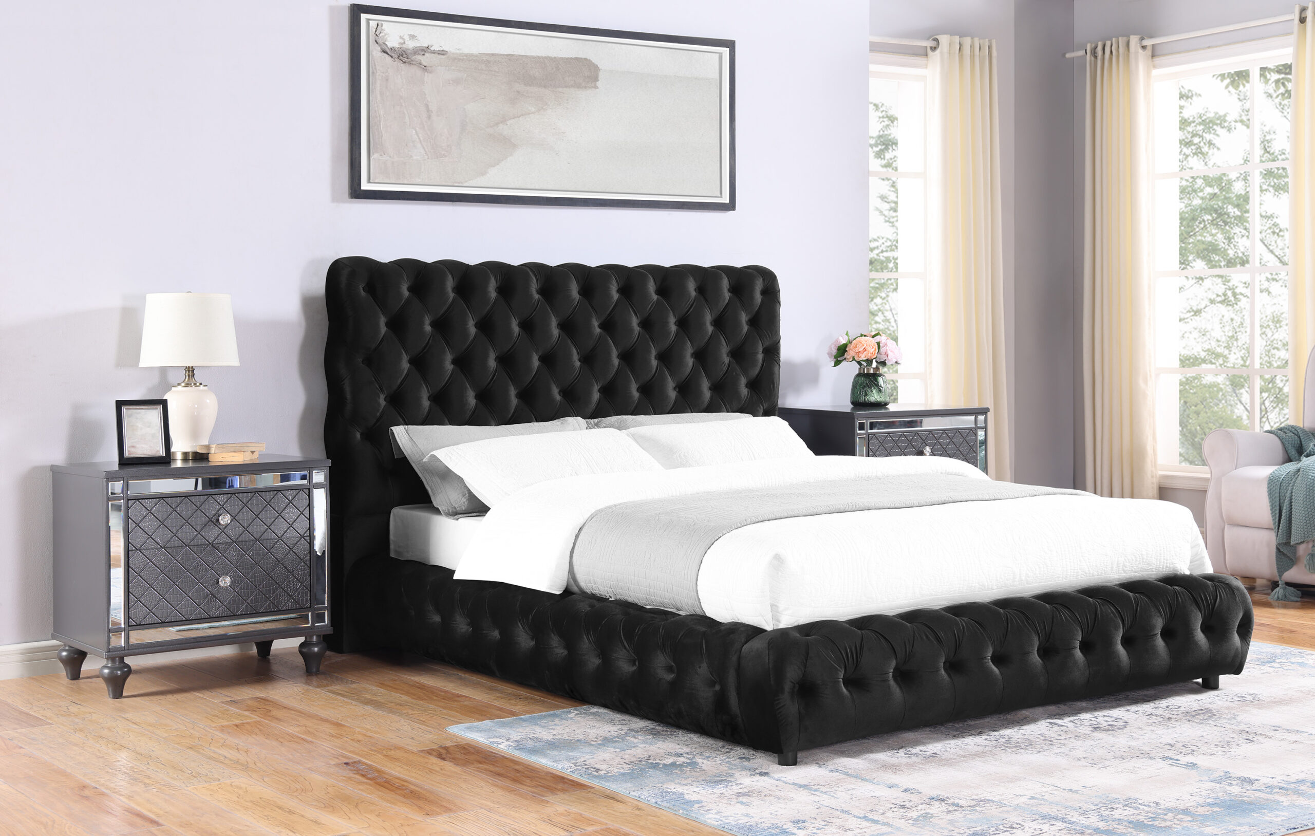 FLORY PANEL BED - BLACK