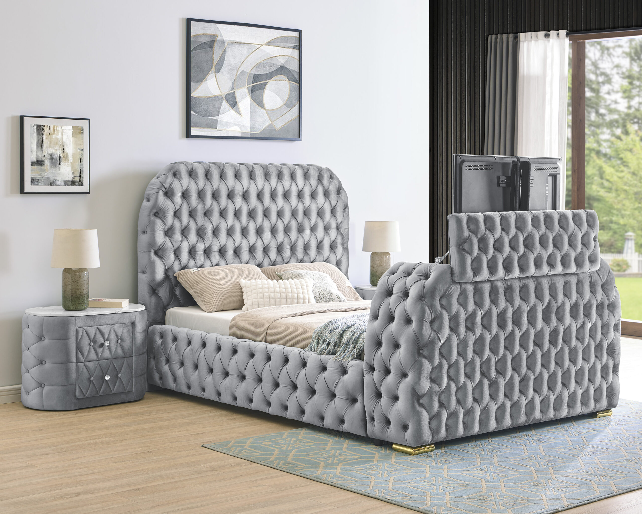 NATALIA PANEL BED GREY