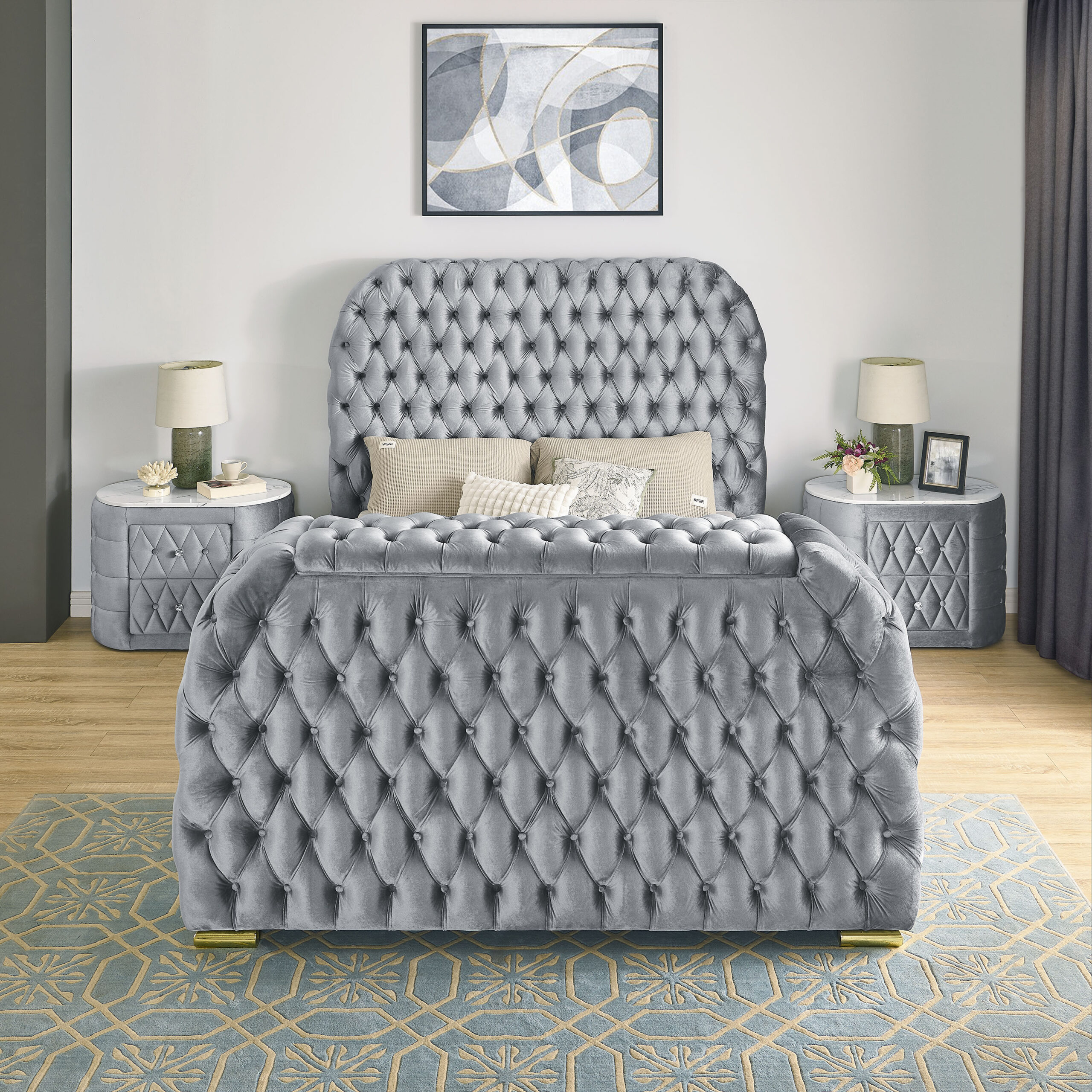 NATALIA PANEL BED GREY - Image 3