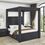 JAYLA PANEL BED CANOPY BLACK
