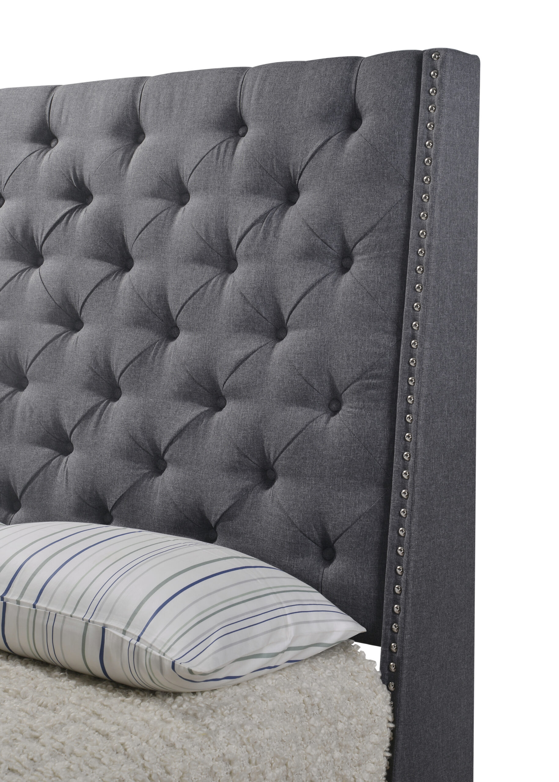 CHANTILLY PANEL BED - GREY - Image 4