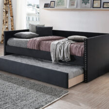 SADIE DAYBED BACK-RAILS-BLK VELVET