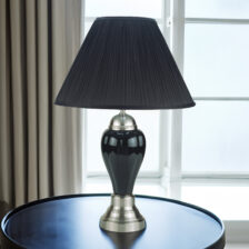 26" PORCELAIN LAMP, BLACK