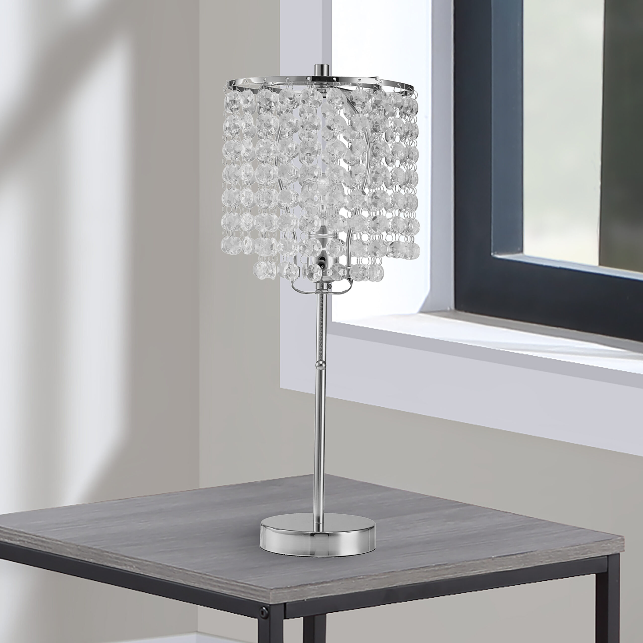 CHROME TABLE LAMP 19"H