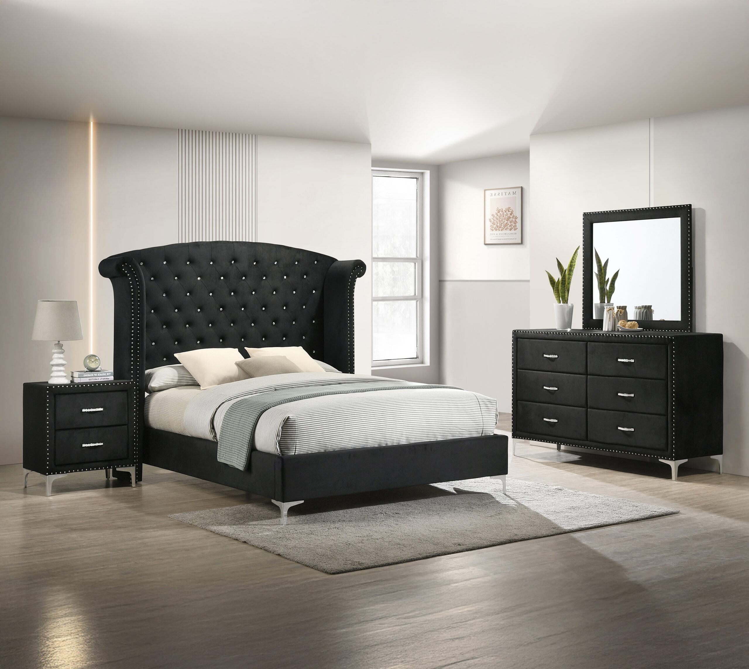 LUCINDA PANEL BED - BLACK - Image 4